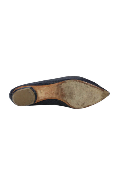 Nicholas Kirkwood Womens Leather Pointed Toe Ballet Flats Navy Blue Size 37 7