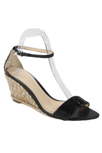 Alexandre Birman Womens Snakeskin Print Wedge Sandals Black Size 40 10