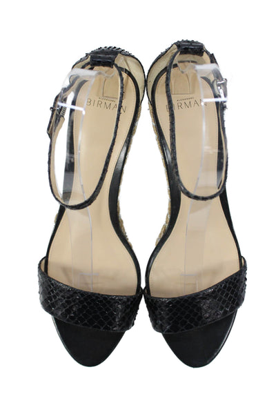 Alexandre Birman Womens Snakeskin Print Wedge Sandals Black Size 40 10