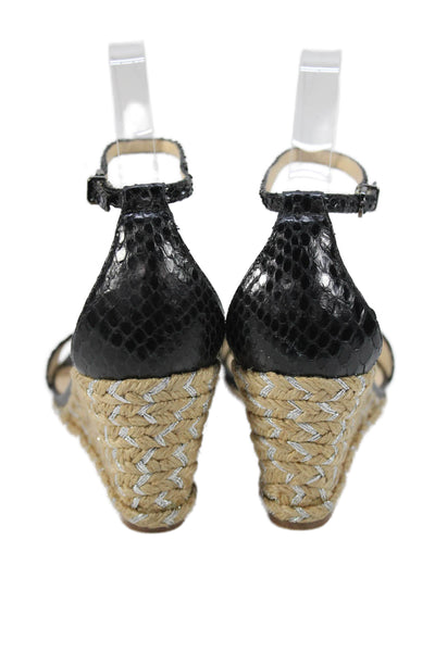 Alexandre Birman Womens Snakeskin Print Wedge Sandals Black Size 40 10