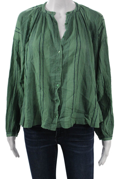 Sundry Women Striped Cotton Button Up Blouse Long Sleeve Boho Size 1