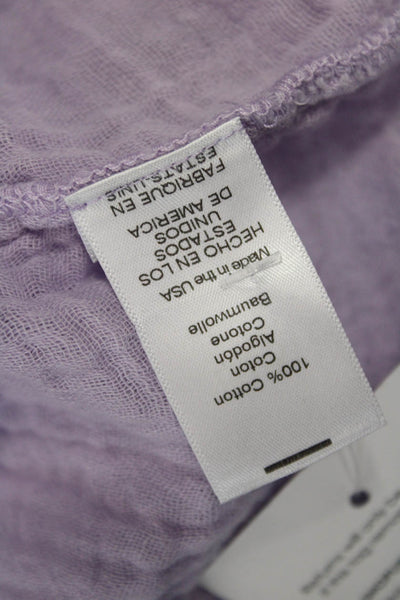 Michael Stars Women Basic Purple V-Neck Cotton Short Sleeve Blouse Size S