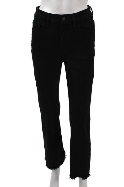 DL1961 Women Cropped Straight Jeans Black High Rise Size 26
