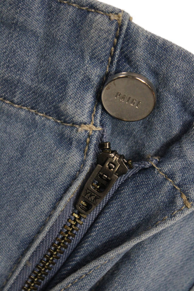 Paige Women Cropped Jogger Pants Light Blue Button Fly Size 27