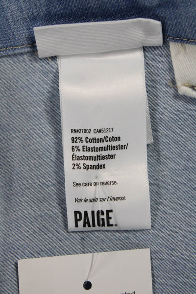 Paige Women Cropped Jogger Pants Light Blue Button Fly Size 27