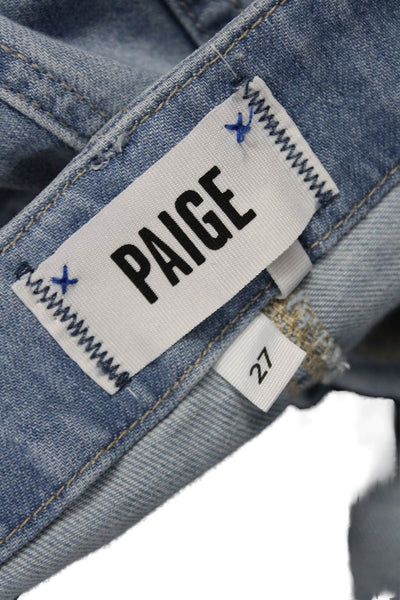 Paige Women Cropped Jogger Pants Light Blue Button Fly Size 27