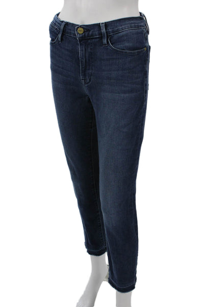 Frame Denim Women Ankle Cropped Straight Jeans Dark Blue High Rise Size 27