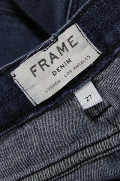 Frame Denim Women Ankle Cropped Straight Jeans Dark Blue High Rise Size 27
