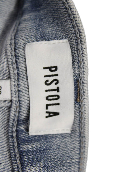Pistola Womens Cropped Straight Jeans Light Blue High Rise Petites Size 26