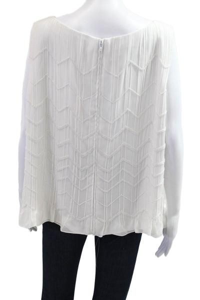 Kay Unger Womens White Silk Sleeveless Round Neck Blouse Zip Size 20