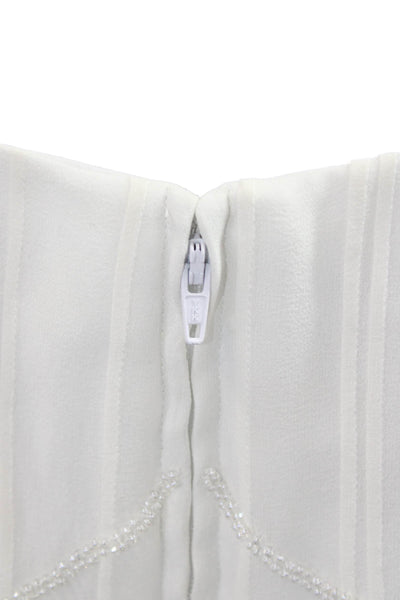 Kay Unger Womens White Silk Sleeveless Round Neck Blouse Zip Size 20