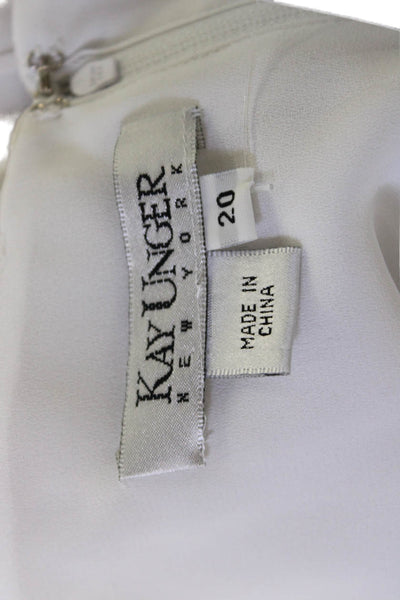 Kay Unger Womens White Silk Sleeveless Round Neck Blouse Zip Size 20