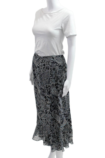 Dana Buchman Womens A-Line Maxi Skirt Black Polyester Blend Size L