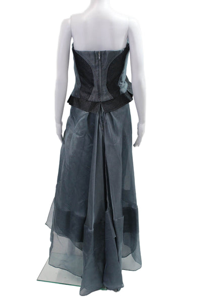 Carolina Herrera Women Ball Gown Dark Gray Sleeveless Long Silk Blend Size 16