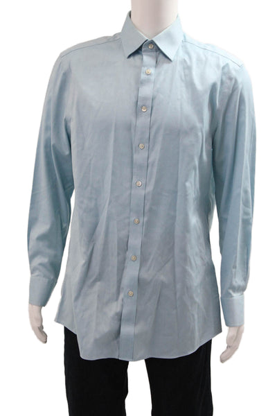 Charles Tyrwhitt Men Light Blue Point Collar Dress Shirt Cotton Size 16.5