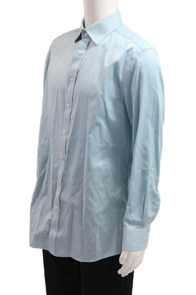 Charles Tyrwhitt Men Light Blue Point Collar Dress Shirt Cotton Size 16.5