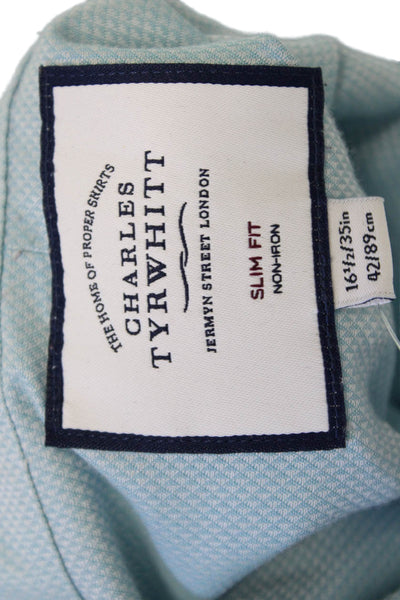Charles Tyrwhitt Men Light Blue Point Collar Dress Shirt Cotton Size 16.5
