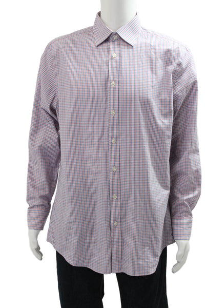 Charles Tyrwhitt Mens Point Collar Blue Check Dress Shirt 100% Cotton Size 16.5