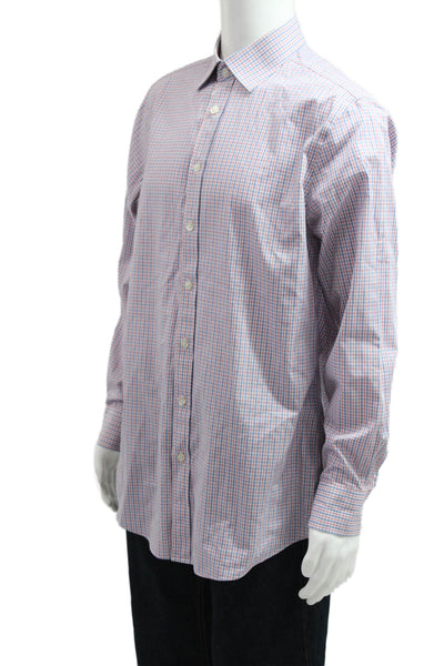 Charles Tyrwhitt Mens Point Collar Blue Check Dress Shirt 100% Cotton Size 16.5