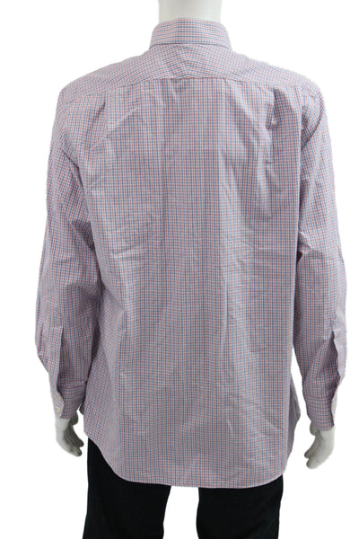 Charles Tyrwhitt Mens Point Collar Blue Check Dress Shirt 100% Cotton Size 16.5