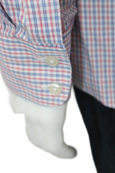 Charles Tyrwhitt Mens Point Collar Blue Check Dress Shirt 100% Cotton Size 16.5