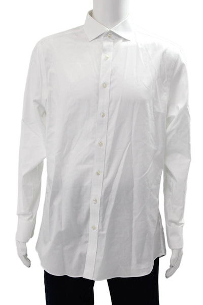 Charles Tyrwhitt Mens White Cotton Point Collar Dress Shirt Size 16.5