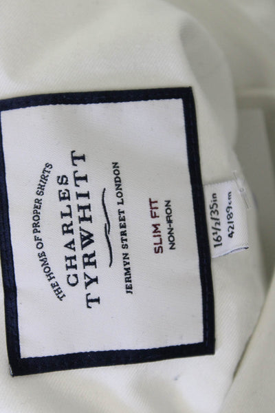 Charles Tyrwhitt Mens White Cotton Point Collar Dress Shirt Size 16.5