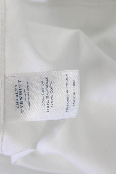 Charles Tyrwhitt Mens White Cotton Point Collar Dress Shirt Size 16.5