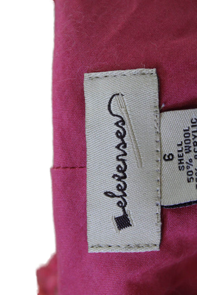 Elevenses Anthropologie Women Pink Herringbone Wool Blend Jacket Size 6