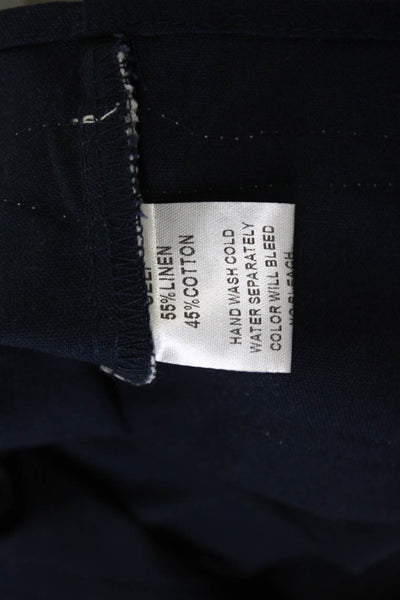 Pinch Women Cropped Tank Dark Blue Linen Cotton Round Neck Size S