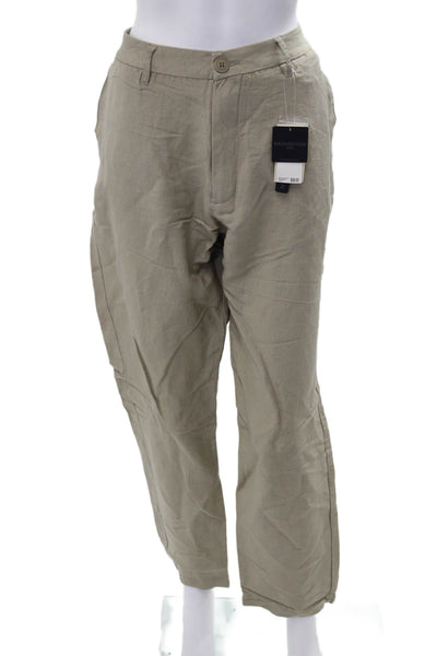 Magaschoni Womens Beige Linen Viscose Chinos Khakis Button Pants Size 34