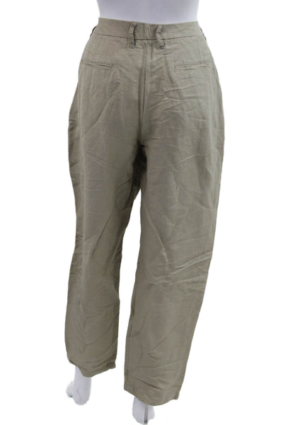 Magaschoni Womens Beige Linen Viscose Chinos Khakis Button Pants Size 34