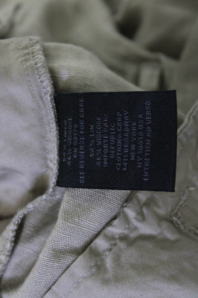 Magaschoni Womens Beige Linen Viscose Chinos Khakis Button Pants Size 34