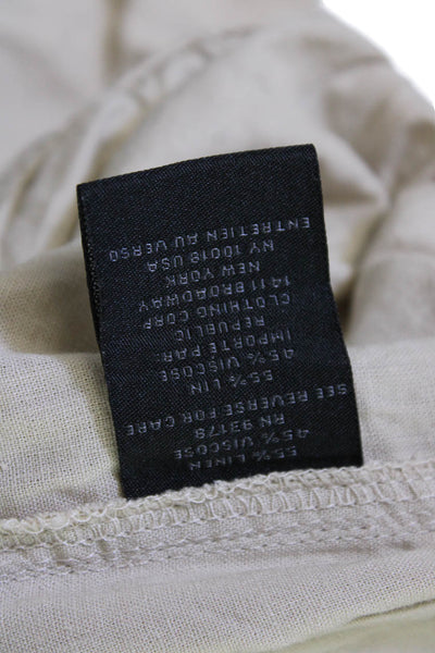 Magaschoni Women Beige Linen Viscose Drawstring Jogger Pants Size L
