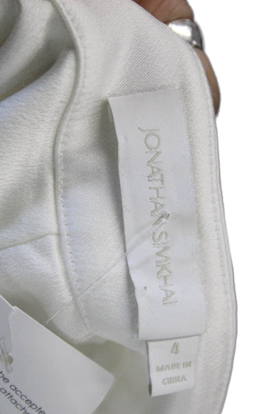 Jonathan Simkhai Womens White Dress Pants Zip Viscose Blend Inseam 30 Size 4