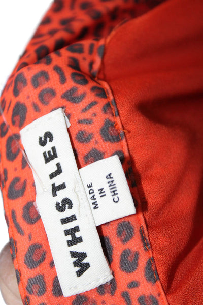 Whistles Womens Pleated Animal Print Long Skirt Orange Polyester Size S