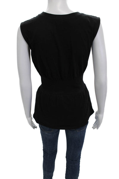 Aqua Womens Black Cotton Lace Up Sleeveless Crew Neck Gothic Top Size XS