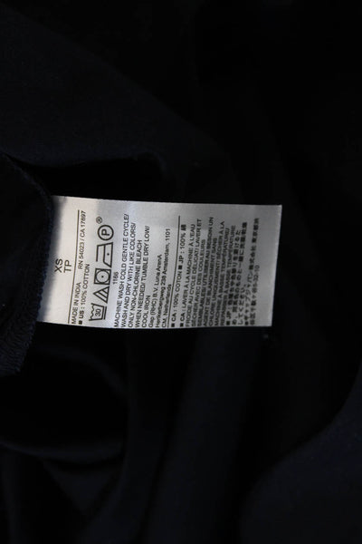 Banana Republic Women V Neck Long Sleeve Cotton Solid Blouse Dark Blue Size XS