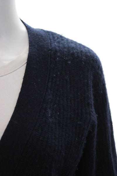 Alashan Womens Cashmere V Neck Cardigan Sweater Dark Blue Button Size S