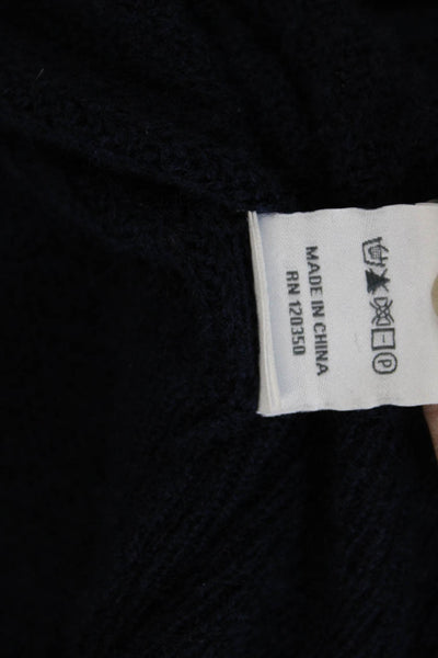Alashan Womens Cashmere V Neck Cardigan Sweater Dark Blue Button Size S