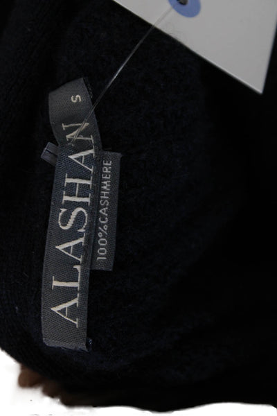 Alashan Womens Cashmere V Neck Cardigan Sweater Dark Blue Button Size S
