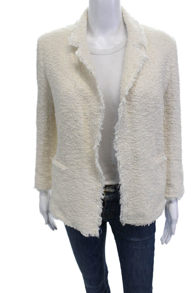 Gerard Darel Women Beige Cotton Blend Collared Long Sleeve Blazer Size 34