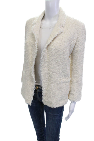 Gerard Darel Women Beige Cotton Blend Collared Long Sleeve Blazer Size 34