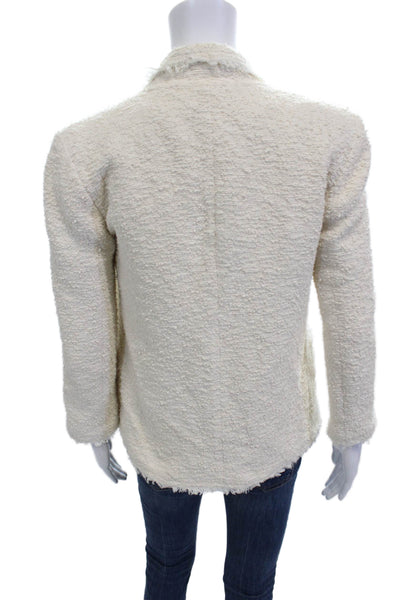 Gerard Darel Women Beige Cotton Blend Collared Long Sleeve Blazer Size 34