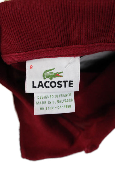 Lacoste Mens Red Cotton Long Sleeve Collared Solid Polo Size 2XL