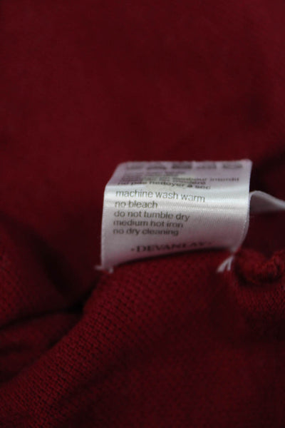 Lacoste Mens Red Cotton Long Sleeve Collared Solid Polo Size 2XL