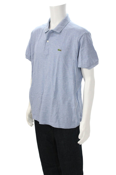 Lacoste Mens Light Blue Cotton Collared Short Sleeve Polo Solid Size 2XL