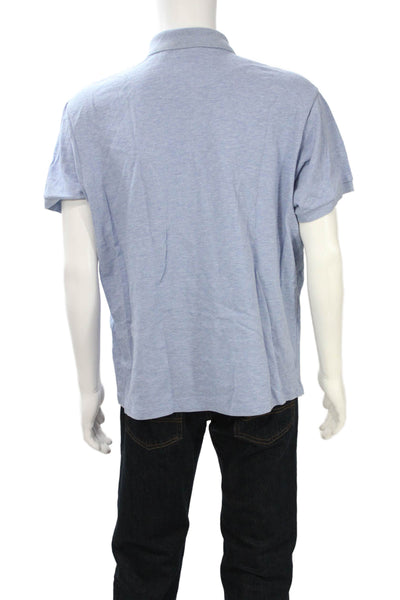 Lacoste Mens Light Blue Cotton Collared Short Sleeve Polo Solid Size 2XL