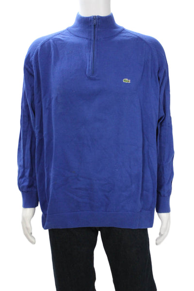 Lacoste Mens Pullover Sweater Blue Mock Neck Long Sleeve 100% Cotton Size 2XL