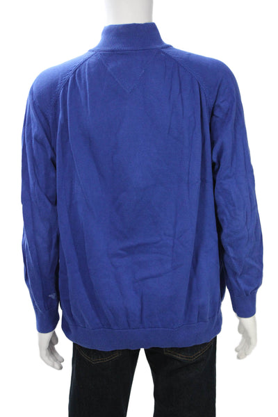 Lacoste Mens Pullover Sweater Blue Mock Neck Long Sleeve 100% Cotton Size 2XL